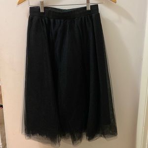 Black tulle midi skirt